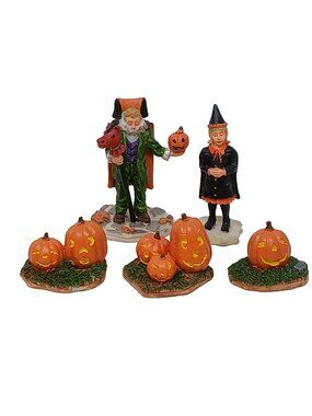 Lemax Halloween Figurines Set Witch Headless Horseman Pumpkins #G-M3